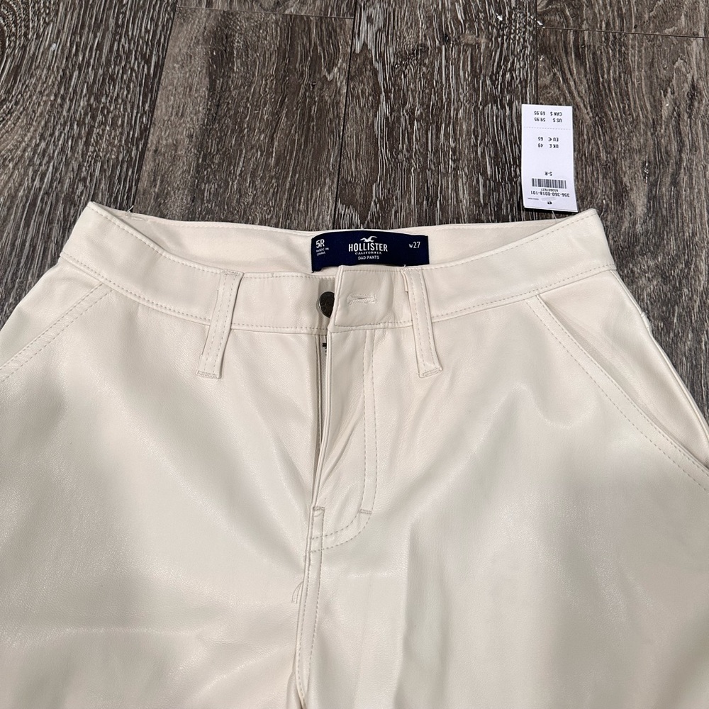 Hollister crème leather pants